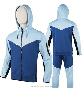 Conjunto Deportivo de Fútbol para Hombre, Diseño Moderno, 100% Poliéster, Forro Polar Técnico, Sudadera con Cremallera y Capucha, Pantalones Deportivos, Logotipo Personalizado del Equipo, Ropa Deportiva Informal, Estilo Vintage - Product Image 1