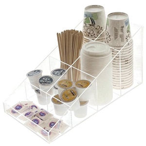 Organisateur de tasses à café en acrylique transparent à 2 niveaux avec support pour couvercles et rangement pour dosettes et sucre - Product Image 6