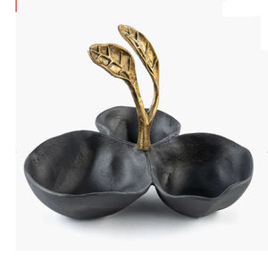 Round Shape Different Size Metal Arabian <b>Dessert</b> Serving <b>Bowl</b> Dinnerware Handmade Leafy Handle Design <b>Bowl</b> - Product Image 4