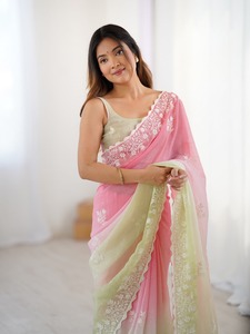 Boutique indienne dernière exclusive fantaisie vêtements ethniques Premium doux croquant Saree avec chemisier à la mode pour la fête de mariage porter des femmes - Product Image 4