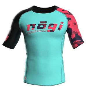 OEM personalizado de fábrica BJJ Rash Guard manga corta No Gi Grappling MMA parte superior de compresión con impresión por sublimación Anti-UV secado rápido - Product Image 6