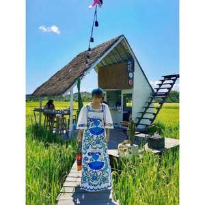 Women <b>White</b> Blue Embroidered Floor-Length Natural Waist Cotton Summer Casual Resort Wear Ethnic Boho <b>Dress</b> - Product Image 2