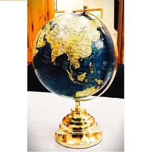 金色政治地球仪，蓝色世界教育地图，适用于办公室学校和桌面，价格低廉，批发