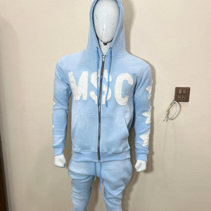 Conjunto de Sudadera con Capucha y Pantalones Jogger de Encaje Sólido de Alta Calidad, Estilo Urbano, Ajuste Regular, Pantalón Apilado, Efecto Desgastado por el Sol, 100% Algodón, Dos Piezas - Product Image 5