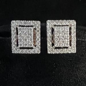 Boucles d'oreilles en or massif 14 carats et 18 carats, luxueuses, avec diamants, diamants naturels en grappe, pour femme, cadeau de fête, look élégant - Product Image 6