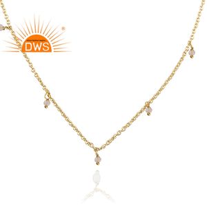 Meilleure vente Collier à breloques en argent sterling plaqué or 18 carats en pierre de lune naturelle arc-en-ciel Fabricant de bijoux personnalisé - Product Image 2