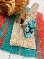 Nouvelle conception Navajo, bague en argent sterling 925 et pierre semi-précieuse turquoise Kingman, pour les occasions spéciales, prix de gros
