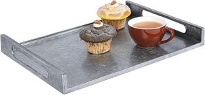 Bandeja galvanizada de calidad superior diseño maravilloso forma ovalada con asas de madera bandeja galvanizada a un precio atractivo - Product Image 2