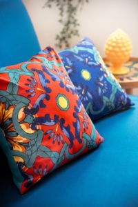 Square Decorative <b>Throw</b> <b>Pillow</b> Zipper Closure Italian Majolica Design 100% Cotton Digital Printing Removable Trinacria Excelsa - Product Image 6