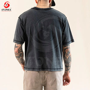 T-shirt graphique en coton surdimensionné pour hommes DTG imprimé T-shirt streetwear délavé - Product Image 3