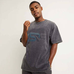 Camiseta estampada holgada de Algodón 100% con logotipo personalizado para hombre, camiseta cuadrada de gran tamaño de peso pesado con hombro caído - Product Image 1