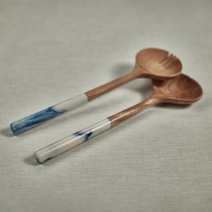Wooden and resin Spoon Salad Dishes Server Spoons Best Quality Wood Cooking Tool <b>Sets</b> - Product Image 3