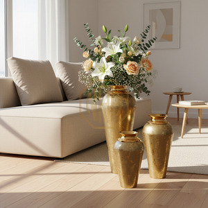 Florero de Metal Premium para Piso, Acabado de Latón con Esmalte Antiguo de Lujo, Decoración para el Hogar, Venta al por Mayor Directa de Fábrica - Product Image 4