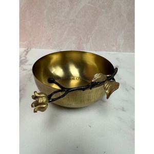 Tazón de diseño de flores y hojas de forma redonda HECHO DE Metal de calidad superior de aspecto lujoso para servir y decorar DE LA India - Product Image 1