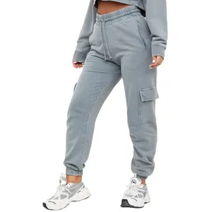 Logotipo personalizado boa qualidade jurar calças Terry ginásio esportes corredores mulheres Calças de moletom treino soltas com bolsos cintura elástica