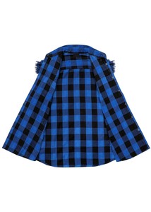 Camisa de Franela sin Mangas Premium Negra y Azul para Hombre, Estilo Motero Urbano, Algodón a Cuadros, Tallas Grandes - Product Image 4