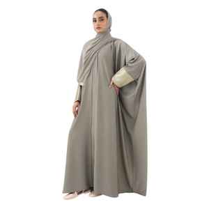 ชุดอาบายะมุสลิมแบบ OEM/ODM ผ้าเดนิมเรียบง่าย ฟรีไซส์ สวมใส่ได้ทุกฤดู แต่งระบายด้านหน้า แขนทรงโคมไฟ สไตล์คนเมือง คอทรงกลม ผู้หญิง ไซส์ AA IMPEX - Product Image 1