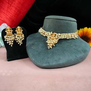 Temple Look Et Minimal Perles Travail Collier Ensemble Pour Les Femmes Longue Durée Brillance Fine Qualité kundans Idéal Pour Les Événements Festifs - Product Image 2