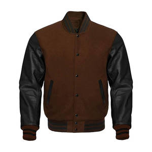 แจ็กเก็ตบอมเบอร์ผ้าขนสัตว์ + หนังตัวแทนบริษัทเลตเทอร์แมนออกแบบได้ตามต้องการสำหรับฤดูหนาว - Product Image 6