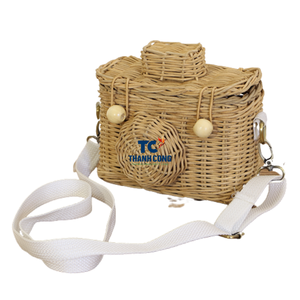 Bolso de mimbre al por mayor bolso bohemio blanco pintado redondo bandolera playa hombro cuero para chico - Product Image 5