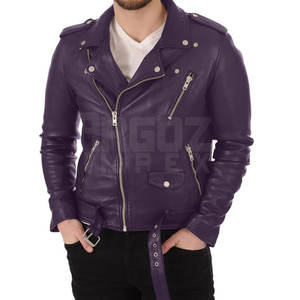Veste en cuir véritable pour homme, automne-hiver, col montant, logo sur le devant, haute qualité - Product Image 1