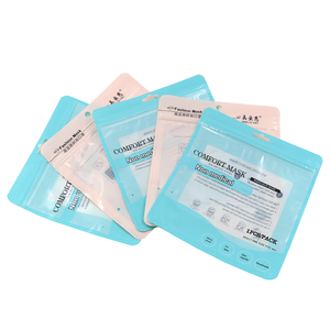 Benutzer definierte Pink Blue Self Seal Reiß verschluss Kunststoff Einzelhandel Verpackungs tasche Druck verschluss beutel Paket für Gesichts maske mit Hang Hole Moist ure Proof - Product Image 1