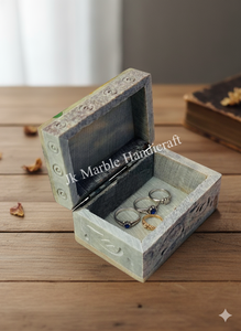 Boîte à bijoux en stéatite en marbre fabriquée à la main en gros Durable motif éléphant Rectangle Style moderne stockage de la pierre naturelle - Product Image 3