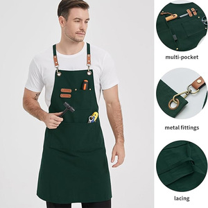 Delantal de trabajo de lona para hombres y mujeres, delantal de Chef ajustable con 3 bolsillos, servidor, cocina, pintura para hornear - Product Image 2