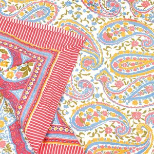 BLOCKS of INDIA Red GAD Paisley Hand Block Printed Cotton <b>King</b> <b>Size</b> <b>Quilt</b> - Product Image 3