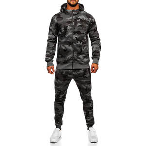 <b>Men's</b> 3D Printed Graphite Bolf <b>Tracksuit</b> with Hood Embroidered Logo Puff Printing Anti-Shrink Plain Dyed - Product Image 2
