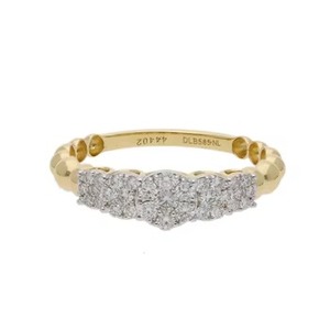 Anillo de oro de 14 quilates con diamantes naturales, elegante banda de aniversario de varias piedras, joyería de boda llamativa o accesorio nupcial de lujo - Product Image 3