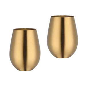 Copas de Vino de Acero Inoxidable Doradas de 500-1000 ml, Redondas, sin Tallo, Diseño Moderno, Irrompibles, para Fiestas - Product Image 1