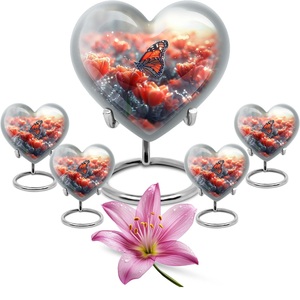 Hermoso juego de urnas de cremación de mariposas de estilo americano, paquete de 5 urnas de 10 pulgadas con urna de 3 pulgadas, Juego de 4 - Product Image 1
