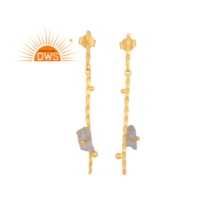 Vente chaude en argent sterling plaqué or 18 carats naturel aigue-marine pierre précieuse balancent boucle d'oreille Demi fabricant de bijoux fins - Product Image 1