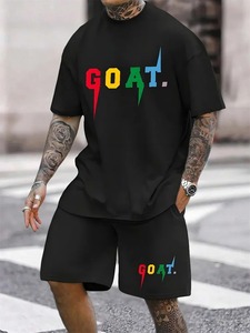 <b>3D</b> <b>Printed</b> Stylish Shorts Set for Men Customize Breathable Shorts Shirt Set 100% Organic Cotton Summer T-Shirt Sets - Product Image 2