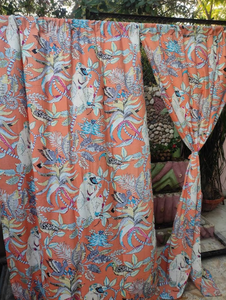 Cortinas personalizadas de lujo para puerta de sala de estar, Material de algodón con estampado de mono naranja, cortinas y cenefas únicas, novedad - Product Image 5