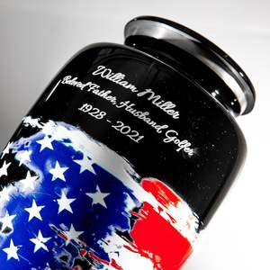 Urnes pour cendres humaines U.S.A Drapeau Crémation Urne funéraire Urne patriotique décorative Grande taille personnalisée noire - Product Image 6