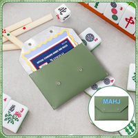 Grüne Leder-Mahjong-Karten-Clutch-Hülle für Karten, Mahjong-Zubehör, Schutzhülle mit Mahjong-Set