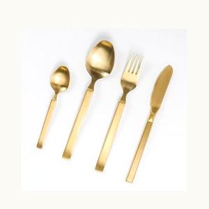Bright Gold Cutlery Flatware Set Royal Design Dining Cutlery Set <b>Golden</b> Rectangular Flat <b>Bar</b> Handmade Handle Luxury Cutlery Set - Product Image 1