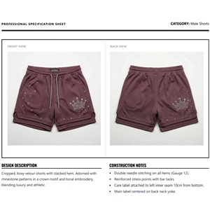 Pantalones Cortos de Algodón Sólido para Hombre, con Pedrería Termoadhesiva, Antiarrugas, Transpirables, Estilo Urbano, Corte Cuadrado, para Gimnasio, Casuales, Medios Pantalones, Venta al Por Mayor OEM - Product Image 6