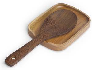 Soporte de cuchara de madera de acacia para estufa, soporte de cuchara de madera Rectangular suave para mostrador de cocina con pies de silicona antideslizantes - Product Image 2