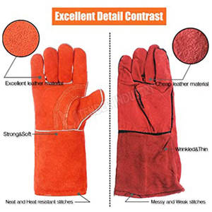 Gants de soudage antidérapants et résistants à la chaleur de haute qualité en cuir fendu de vache pour une protection confortable - Product Image 6