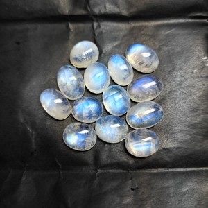 Cabujón de piedra lunar de grado Premium Rainbow Moonstone Calibrar 9x11MM Cabujones de piedras preciosas sueltas pulidas ovaladas Piedra lunar - Product Image 3