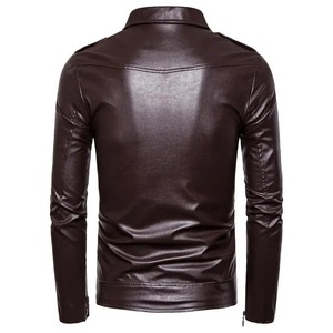 Veste en cuir mince de moto en gros Veste en cuir de couleur blanche pour hommes Manteau de mode Veste en cuir PU pour hommes Automne hiver - Product Image 2