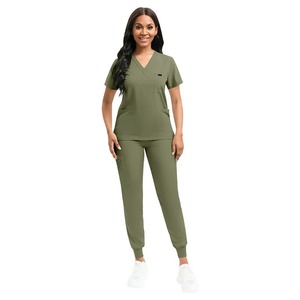 Uniforme Médico Elástico Scrub Set Hospital Quirúrgico Scrubs Tops Pantalones Enfermera Enfermería Ropa de Trabajo Médicos Ropa - Product Image 2
