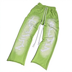 Pantalon large pour homme 100% coton imprimé sur mesure, style vintage délavé à l'acide, broderie et patchwork, coupe évasée, vente en gros - Product Image 1