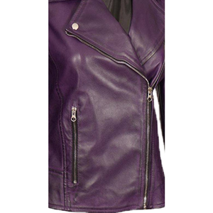 Women's Genuine Sheep Leather Winter Motorcycle Jacket Woolen Zipper Solid Eco-Friendly Quick Dry Anti-Wrinkle and Windproof - Product Image 3