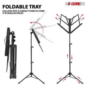 5 Core Music <b>Stand</b> Adjustable 57 <b>Desktop</b> Book <b>Stands</b> Sheet Holder All Metal Portable Bookstand - Product Image 4