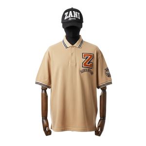 Polo de Hombre de Algodón Piqué de Alta Calidad, 220 GSM, Color Beige Sólido con Logotipo Bordado en Chenilla en Relieve - Product Image 1