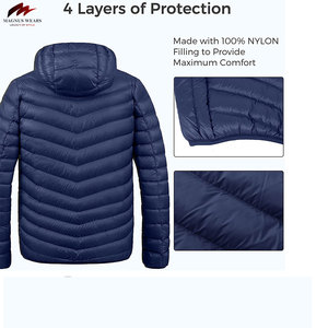 Chaqueta acolchada de invierno para hombre de diseño personalizado, tela de lona directa de fábrica, ropa impermeable para exteriores con cremallera - Product Image 5